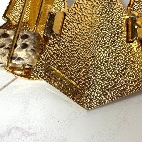 Vintage ALEXIS KIRK Egyptian Revival Gold Pharaoh Pyramid Belt Buckle Python OS main image 4